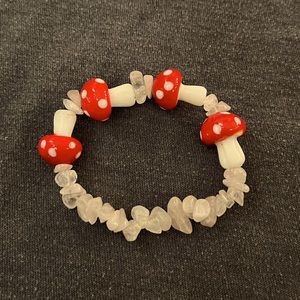 Mushroom bracelet with quartz beads